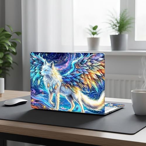 Aesthetic Laptop Skin Cover,12-15.6 Inch Universal Vinyl Sticker Decal,Waterproof Scratch-Resistant Notebook Wrap,Removable Residue-Free Protector,Fantasy Wolf Wings - color: Fantasy Wolf Wings