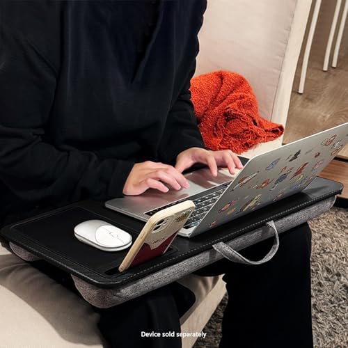 SaharaCase - Premium Portable Lap Desk with Cushion, Device Slot & Mouse Pad, Laptop Tray for Bed, Sofa, or Travel, Carbon Black, (LT00074)