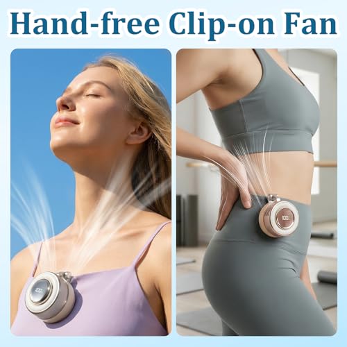 hepanio Clip On Fan,Small Fan Clip on for Shirt & Waist 3 in 1 Portable Silent Mini Bladeless Fan Magnetic Phone Fan Magsafe Compatible with Fill Light,Clip & Desktop Dual Use,360° Clip On Fan - color: White