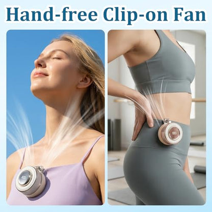 hepanio Clip On Fan,Small Fan Clip on for Shirt & Waist 3 in 1 Portable Silent Mini Bladeless Fan Magnetic Phone Fan Magsafe Compatible with Fill Light,Clip & Desktop Dual Use,360° Clip On Fan - color: White