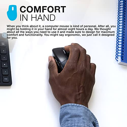 JLab, JBuds, Wireless Mouse, Bluetooth, USB Dongle, Multi-Device, Silent Click, Full-Size, Black | Full-Size, Tri-Mode with USB-Dongle, Ergonomic, Multi Device Silent, for Laptop, PC, iPad, Mac, Tablet - size: 1 Pack