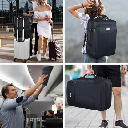VECKUSON 50L Carry-On Backpack - TSA Approved, Expandable to 40L/50L, Fits 17.3" Laptop, RFID Anti-Theft, 3 Packing Cubes Included, Heavy-Duty Weekender for Men/Women (Black) - color: Blue Rfid 20 Inch Backpack