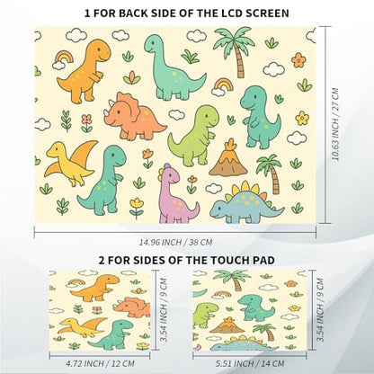 Universal Laptop Skin, DIY Cut-to-Fit Vinyl Cover Compatible with HP, Dell, Lenovo, Mac (13.3" to 15.6"), Anti-Scratch, No Residue & Bubble-Free Protective Decal Sticker, Cute Cartoon Dinosaurs - color: Cute Cartoon Dinosaurs