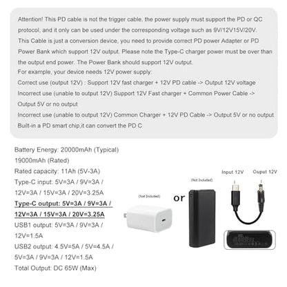 USB C to DC 5.5mm x 2.1mm Power Cable Cord, USB C Input to DC 12V Out Charging Cable, Work with PD Charger and PD Power Bank, Output DC 12V 3A MAX 36W - size: USB to DC 12V