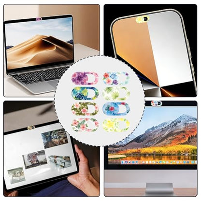 8Pcs 8 Styles Camera Cover Slide Flowers Pattern 0.03 Inch Phone Front Camera Blocker for Mini PC Desktop Computer Tablet Notebook Plastic Durable Privacy Protectors for Home Office Use - color: Flower-3