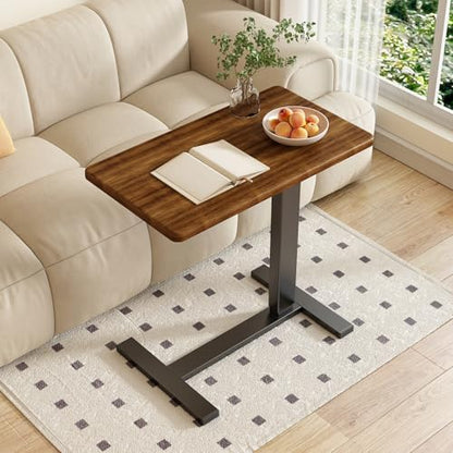 Overbed Bedside Table with Wheels Hospital Bedside Desk,Brown | Adjustable Hospital & Home Use Bed Table Rolling Laptop Table Mobile Standing Desk Rolling Computer Cart Over Bed Tray Table - color: Brown1, size: 27.6 inches