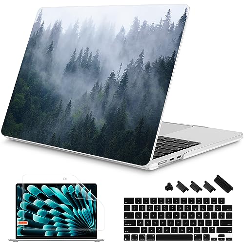 Mektron for 2026/2025/2024/2023 MacBook Air 15 INCH M5 A3448 /M4 A3241 /M3 A3114 /M2 A2941 Case, Printed Plastic Hard Shell Cover with 15.3" Liquid Retina Display Touch ID, Fir Forest - color: Fir Forest