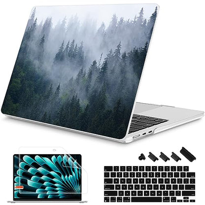 Mektron for 2026/2025/2024/2023 MacBook Air 15 INCH M5 A3448 /M4 A3241 /M3 A3114 /M2 A2941 Case, Printed Plastic Hard Shell Cover with 15.3" Liquid Retina Display Touch ID, Fir Forest - color: Fir Forest
