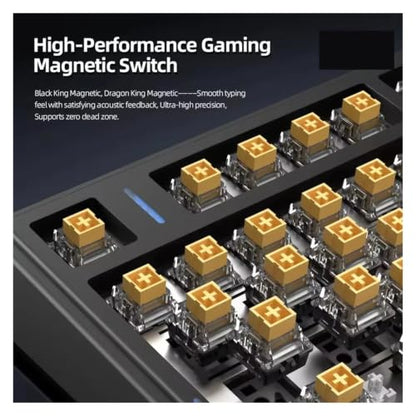 F75HE Mechanical Keyboard Magnetic Switch 75% 80 Keycaps 8K Polling Rate Tri-Mode RGB Hot Swap F75 Wireless Gaming Keyboard(Black Contour) - color: Black Contour