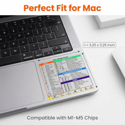KEANBOLL 2-Pack Mac Keyboard Shortcut Stickers, Clear Mac OS Shortcuts Decal 2026 for 13-16" MacBook Pro/Air (M1-M5 Chip), No-Residue Vinyl Instant Reference Cheat Sheet, Clear - color: New Clear