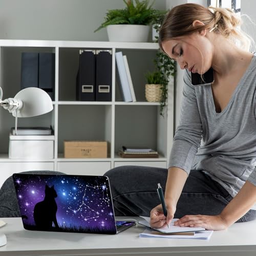 Laptop Skin Sticker Decal 12" 13" 13.3" 14" 15" 15.6",Waterproof Scratch Resistant Vinyl,Reusable Easy to Apply,for MacBook HP Dell Notebooks Netbooks Laptop,2 Wrist Pads,Cute Cat Glitter - color: Cute Cat Glitter