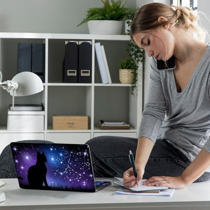 Laptop Skin Sticker Decal 12" 13" 13.3" 14" 15" 15.6",Waterproof Scratch Resistant Vinyl,Reusable Easy to Apply,for MacBook HP Dell Notebooks Netbooks Laptop,2 Wrist Pads,Cute Cat Glitter - color: Cute Cat Glitter