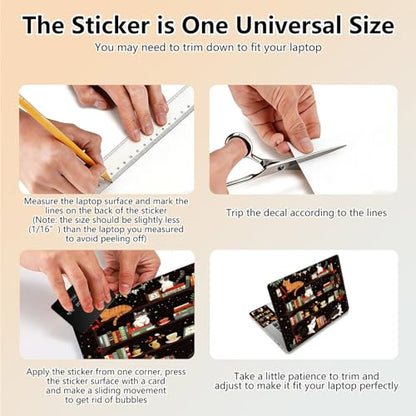 Laptop Skin Sticker Decal 15.6 Inch,12 13 13.3 14 15 15.6 in Laptop Netbook Skins for Notebook,Art Decal Removable Waterproof Scratch Resistant,Universal Vinyl Cover,Bookshelf Cat Cute - color: Bookshelf Cat Cute