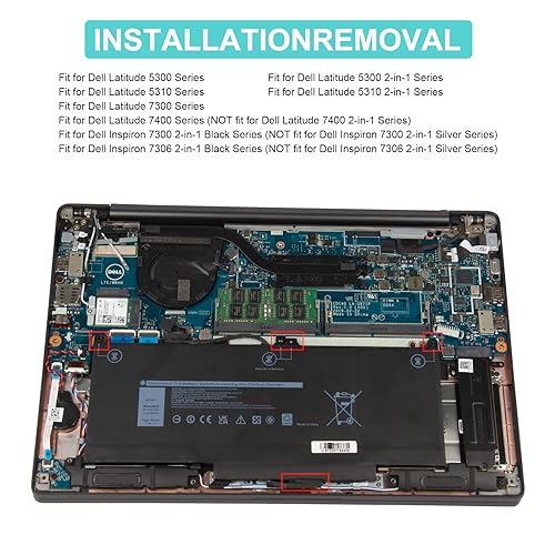 Futurebatt MXV9V Laptop Battery Replacement for Dell Latitude E5300 E5310 E7300 E7400，Latitude 5310 5300 2-in-1 Series 5VC2M 05VC2M 829MX 0829MX P96G P96G001 P97G P97G001 P97G002 P99G P99G001 P100G - size: MXV9V 10.83*5.12*0.73 in