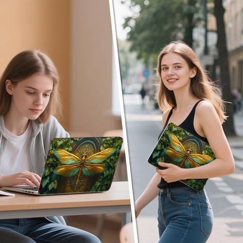 Universal Laptop Skin Sticker Decal, 12"-15.6" Aesthetic Vinyl Wrap, Golden Dragonfly Art Waterproof Notebook Cover Art Protector for MacBook HP Dell Lenovo, Fits 13" 14" 15" 15.6" - color: Golden Dragonfly Art