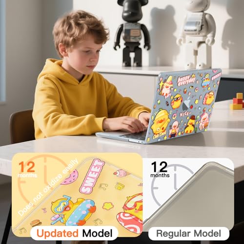 Batianda Premium Clear TPU Case for New MacBook Air 13.6" M5/M4/M3/M2 with Fun Pattern, Ultra-Slim Lightweight Protective Shell with Anti-Yellowing, Scratch Resistance & TPU Keyboard Cover, Cute Duck - color: Cute Duck