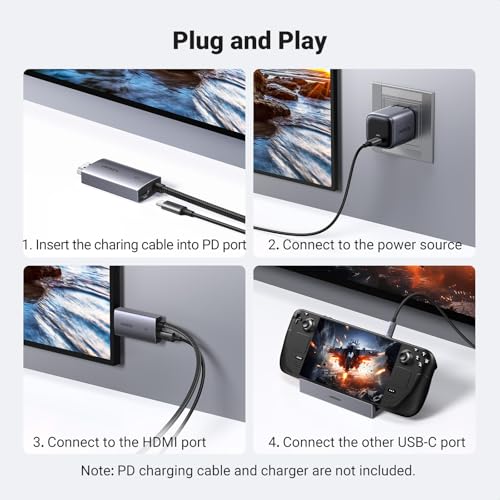 UGREEN Unidirectional USB C to HDMI Cable with 100W PD Fast Charging 6.6FT | 4K@60Hz HDR10 Plug & Play Compatible iPhone 17 Pro Max SteamDeck MacBook iPad Galaxy S26 XPS for Gaming TV Monitor