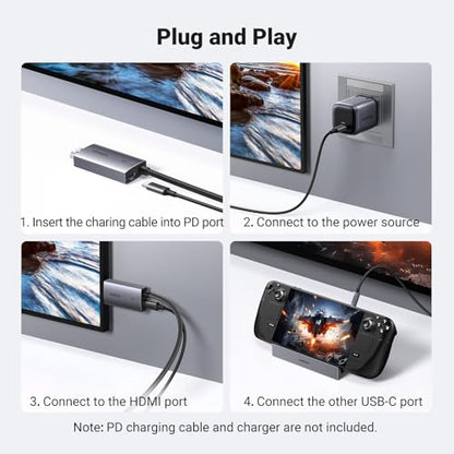 UGREEN Unidirectional USB C to HDMI Cable with 100W PD Fast Charging 6.6FT | 4K@60Hz HDR10 Plug & Play Compatible iPhone 17 Pro Max SteamDeck MacBook iPad Galaxy S26 XPS for Gaming TV Monitor