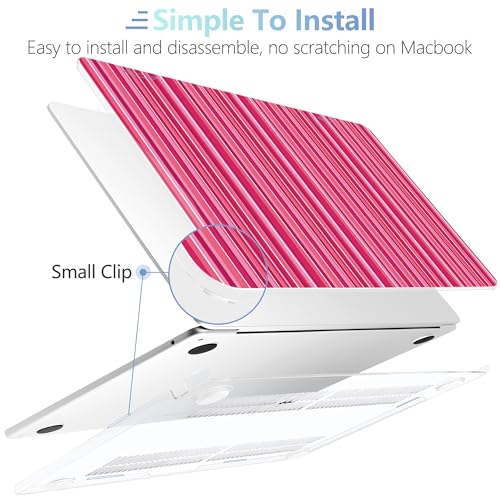 MEEgoodo Case for M5/M4/M3/M2 MacBook Air 13 inch Case 2026 2025 2024 2022, Fit Model A3449/A3240/A3113/A2681, Laptop Hard Shell Compatible with MacBook Air 13.6-inch, Mixed Pink Stripes - color: Mixed Pink Stripes
