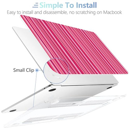 MEEgoodo Case for M5/M4/M3/M2 MacBook Air 13 inch Case 2026 2025 2024 2022, Fit Model A3449/A3240/A3113/A2681, Laptop Hard Shell Compatible with MacBook Air 13.6-inch, Mixed Pink Stripes - color: Mixed Pink Stripes