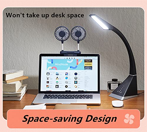 Desktop Fan, Monitor Clip on Fan with 2 Fan Heads, 3 Speeds Office Desk fan USB Powered Cooling Fan with Sturdy Adjustable Clamp, Strong Wind Quiet Personal USB Small Fan for Laptops, Desktop. - color: Blue