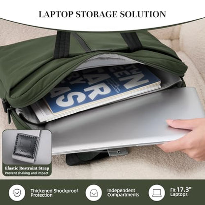 Timeet 17.3 Inch Laptop Bag for Men Women, Lightweight & Water-Resistant Computer Bag Laptop Briefcase with Shoulder Strap - color: Olive Green