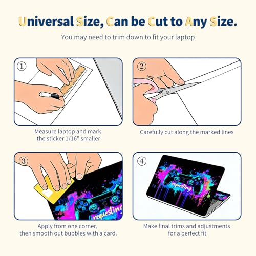 Universal Laptop Skin for 13-16 Inch Laptops,Vinyl Protective Sticker Decal,Easy DIY Trim-to-Fit for HP/Dell/MacBook,Bubble-Free & Removable,Game Controller - color: Game Controller