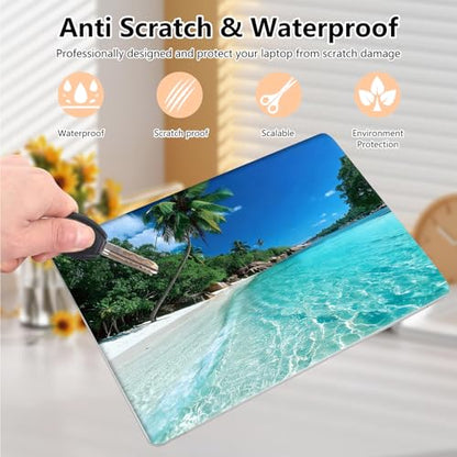 Laptop Skin Sticker Decal 15.6 Inch,12 13 13.3 14 15 15.6 in Laptop Netbook Skins for Notebook,Art Decal Removable Waterproof Scratch Resistant,Universal Vinyl Cover,Green Sea Beach - color: Green Sea Beach