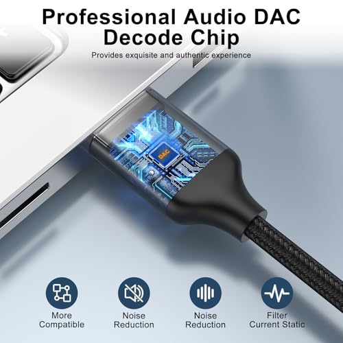 USB to 3.5mm Audio Aux Cable, 3FT USB to 3.5mm Aux Jack Audio Adapter for Headphone, TRS Sterso Speaker, DVD Player, PS5, PC, Laptop, Nylon Braided USBA to AUX Male Jack TRS Converter Stereo Cord