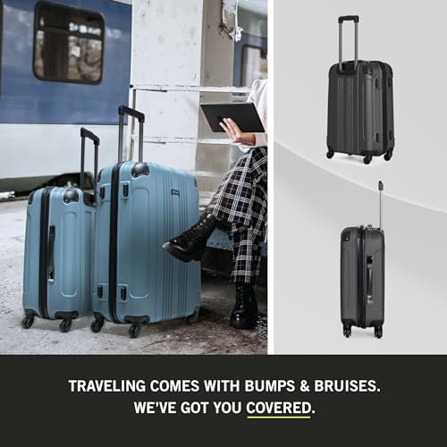 Kenneth Cole REACTION Out of Bounds Lightweight Hardshell 4-Wheel Spinner Luggage, Charcoal, 3-Piece Set (20", 24", & 28") - color: Charcoal, size: 3-Piece Set (20", 24", & 28")
