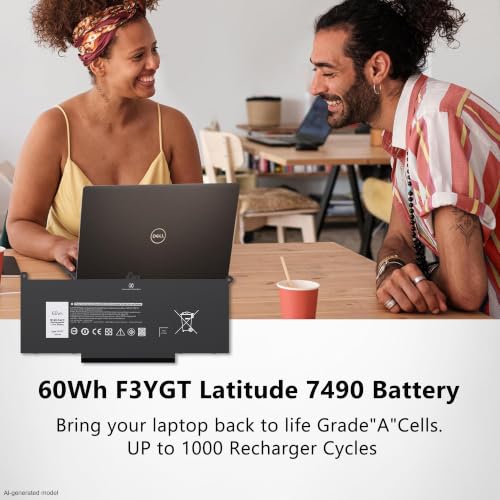 60Wh F3YGT 7490 7480 Battery Replacement for Dell Latitude 12 7000 7280 7290/13 7000 7380 7390 P29S002/14 7000 7480 7490 P28S P28S001 P73G P73G002 DM3WC DM6WC 2X39G KG7VF 451-BBYE 453-BBCF - style: F3YGT