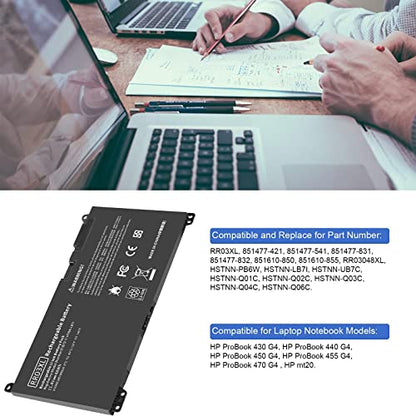 TREE.NB RR03XL Battery for HP ProBook 430 G4 440 450 455 470 G4, HP ProBook 440 450 470 851477-421 851477-541 851477-831 851477-832 851610-850 - size: 11.13x2.15x0.77inch RR03XL
