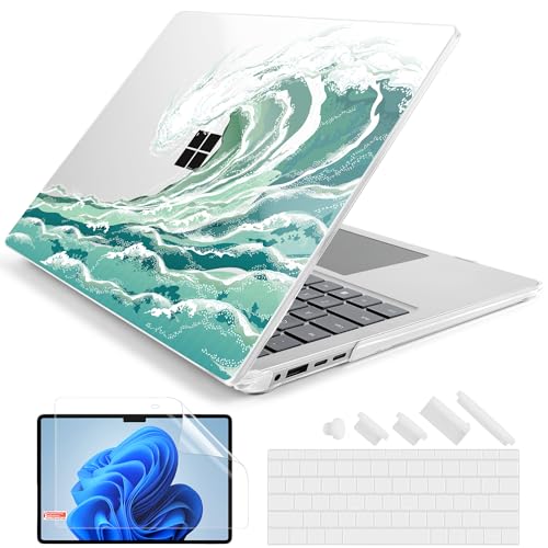 Batianda AstroGrid Case for Microsoft Surface Laptop 15 inch, Aqua Wave | Fits Surface Laptop for Business 8th Edition 2026 & Surface Laptop 7 2024, 4-in-1 Accessories Bundle, Slim Durable Hard Shell - color: Wave