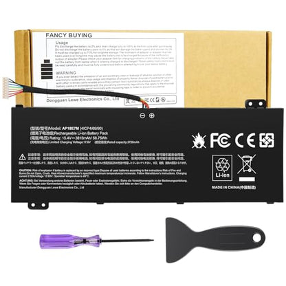 AP18E7M Battery for Acer Nitro 5 AN515-44 AN515-54 AN517-51 Nitro 7 AN715-51, Aspire 7 A715-74G, Predator Helios 300 PH315-52 PH317-53, Triton 300 PT315-51, AP18E8M 4ICP4/69/90 4ICP4/70/88 KT00407009 - size: 8.27*3.354*0.31inch