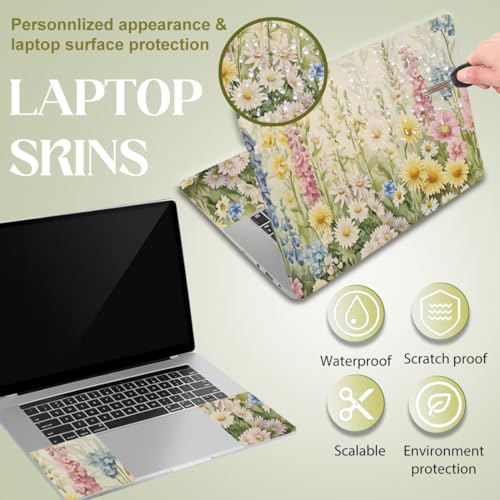 SUPERDANT Laptop Skin Sticker Watercolor Flower Laptop Decals Personalized Universal Notebook Computer Wrap Vinyl Skin Stickers Cover Art Decal Removable 12-15.6 Inch Waterproof Scratch-Resistant Gift