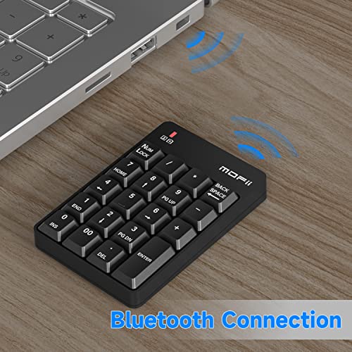 MOFII Number Pad - Black Wireless Bluetooth 5.1 Numeric Keypad Silent 19 Keys USB Keypads, Portable Financial Accounting Numpad 10 Key for Laptop/Notebook/Surface Pro/PC - color: Black-C