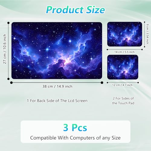 Laptop Skin Sticker Decal 12"-15.6" Universal Laptop/Notebook/Netbook Vinyl - Waterproof Scratch Resistant,Fits HP Dell Lenovo MacBook,2 Free Wrist Pads,Easy Apply & Remove,Blue Purple Galaxy - color: Blue Purple Galaxy