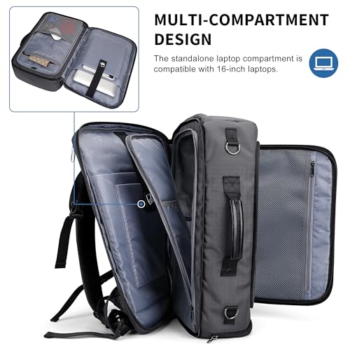 WITZMAN Travel Backpack for Men 35L TSA Friendly Flight Approved | Nylon Laptop Backpack Multi-pocket Fits 16 Inch, Carry-on Luggage, Shoe Compartment, For Business Trip, Vacation, B718 Grey - color: Silvery Grey