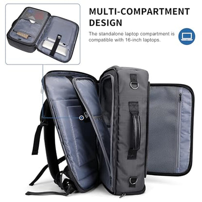 WITZMAN Travel Backpack for Men 35L TSA Friendly Flight Approved | Nylon Laptop Backpack Multi-pocket Fits 16 Inch, Carry-on Luggage, Shoe Compartment, For Business Trip, Vacation, B718 Grey - color: Silvery Grey
