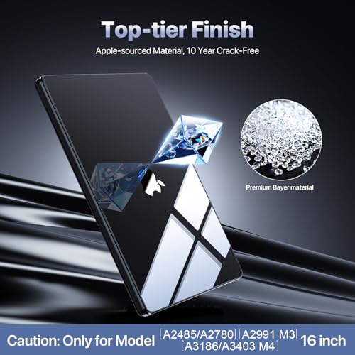 Soonjet for MacBook Pro 16 inch Case M5 M4 M3 M2 M1 2026-2021 Laptop Cover | Crystal Clear Black, Color Match, Protective Hard Shell, Crack Resistant, Ultra Thin Lightweight, Snap on Fit, Premium PC - color: Crystal Black