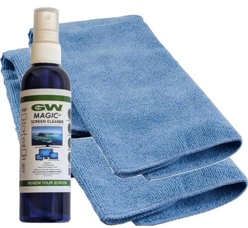 GW Deluxe Magic Screen Cleaner Kit for Ultra HD 4k HDR OLED TV, Laptop and Tablet Screens with 2 Premium Microfiber Cloths and Larger Spray Bottle
