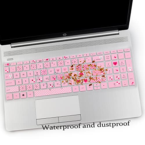 2PCS Keyboard Cover for HP Laptop 15-db/da 15-dw 15-dy 15-bs/bw 15-ef 15t 15z 15.6 15-dy2076nr dy1043dx dy2056ms dy2093dx dy1731ms dy2021nr 15-dw3033dx dw3125od dw0083wm dw3125st dw1001 15-db0011dx - color: Lovly+Clear