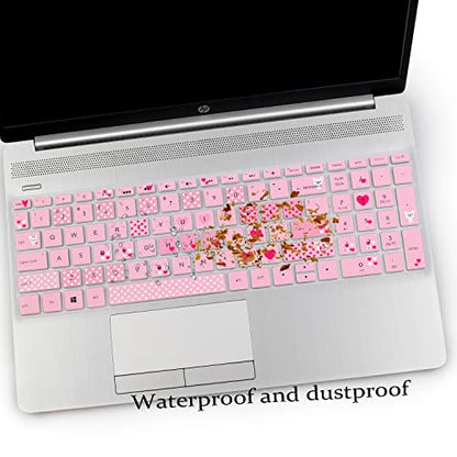 2PCS Keyboard Cover for HP Laptop 15-db/da 15-dw 15-dy 15-bs/bw 15-ef 15t 15z 15.6 15-dy2076nr dy1043dx dy2056ms dy2093dx dy1731ms dy2021nr 15-dw3033dx dw3125od dw0083wm dw3125st dw1001 15-db0011dx - color: Lovly+Clear