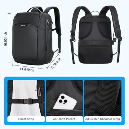 MOSISO 15.6-16 inch Waterproof Laptop Backpack with USB Charging Port & Front Wet & Dry Pocket, Business Commute Backpack, 16 inch Laptop Bag Casual Daypack for College Work Business, Black