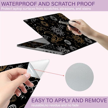 CREATCABIN Black Sun Moon Laptop Skin Sticker Decal Netbook Skin Sticker Notebook Art Decal 12" 13" 13.3" 14" 15" 15.4" 15.6 Inch Laptop Protector Cover Waterproof Scratchproof Removable Easy to Apply - style: Sun moon