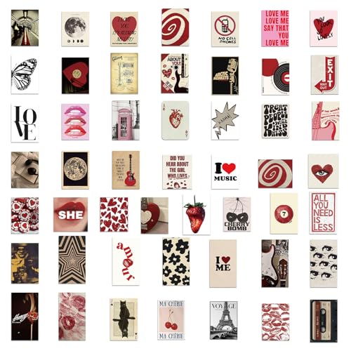 50 Pcs Aesthetic Vinyl Stickers Waterproof | Aesthetic waterproof vinyl decals for phone, laptop, journals, party decor, DIY crafts and personalized accessories. - style: J-02
