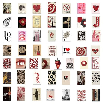50 Pcs Aesthetic Vinyl Stickers Waterproof | Aesthetic waterproof vinyl decals for phone, laptop, journals, party decor, DIY crafts and personalized accessories. - style: J-02
