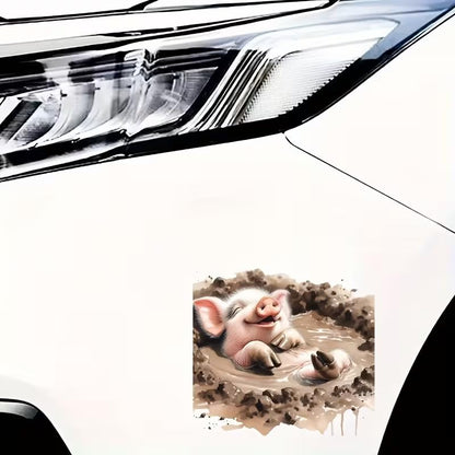 Lovely Pig PVC Vinyl Car Decals Stickers Waterproof Self-Adhesive Decals for Cars, Laptops, Trucks, Motorcycles Wall Window Luggage Scratch Cover Door Decor Sticker