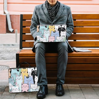 10 inch Laptop Sleeve with Laptop Skin Sticker Set – Slim Protective Case with Smooth Zipper, Lightweight Tablet & Notebook Sleeve for Travel & Daily Carry, Cat Family - color: Cat Family, size: 10 inch