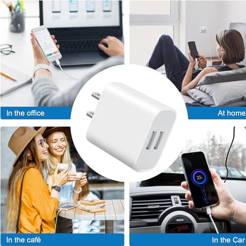 USB Wall Charger,4 Pack Dual Port Plug Adapter for Wall Outlet Charging Block, USB Power Adapter for iPhone 14/13/12/11 Pro/Pro Max, XS/XR/X,Galaxy, Pixel, Moto and Android Phones (White) - color: White